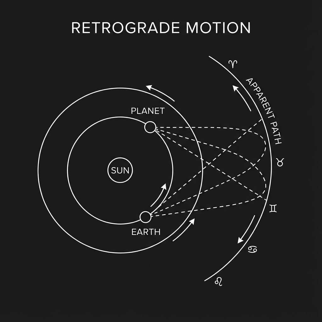 Схема ретроградного движения